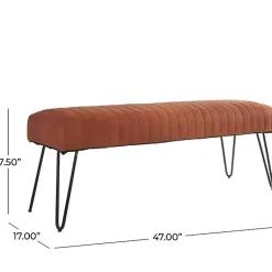 Kirklands Home Benches & Ottomans|Leather Tufted Panel Bench Brown