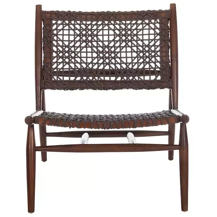 Kirklands Home Accent Chairs|Leather Woven Accent Chair Brown