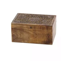 Discount Mango Wood Carved Boxes, Set of 3 Baskets & Boxes