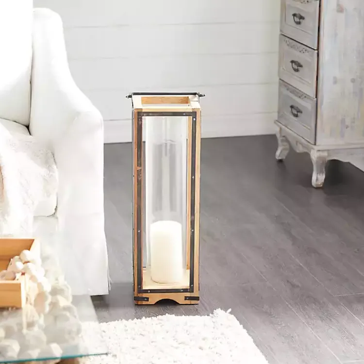Sale Mango Wood Frame Lantern, 31 in. Lanterns