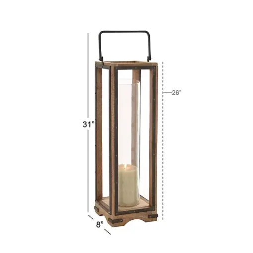 Sale Mango Wood Frame Lantern, 31 in. Lanterns