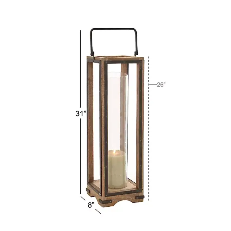 Sale Mango Wood Frame Lantern, 31 in. Lanterns