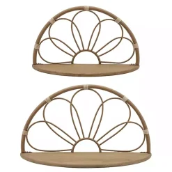 Kirklands Home Shelves|Brown Metal Arched Flower Wall Shelves, Set of 2