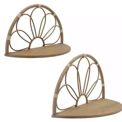 Kirklands Home Shelves|Brown Metal Arched Flower Wall Shelves, Set of 2