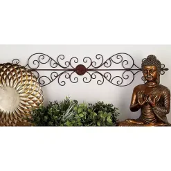 Kirklands Home Wall Plaques|Metal Scroll Panel Wall Plaque Brown