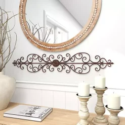 Kirklands Home Wall Plaques|Metal Scroll Panel Wall Plaque Brown