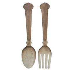 Kirklands Home Wall Plaques|Metal Utensils Wall Plaques, Set of 2 Brown