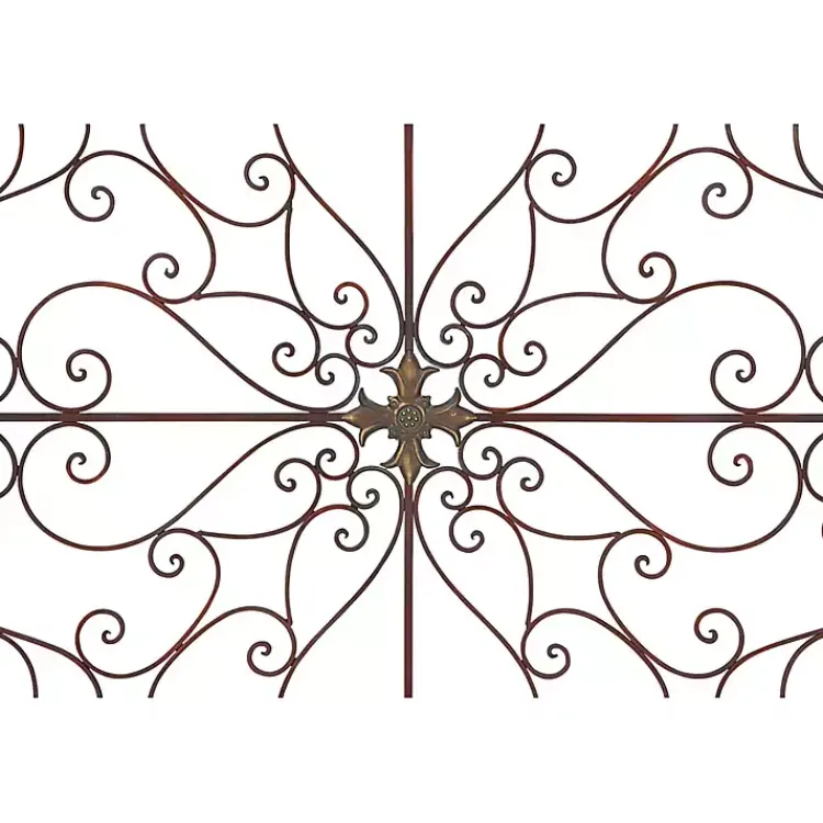 Kirklands Home Wall Plaques|Patina Metal Floral Crest Wall Plaque Brown