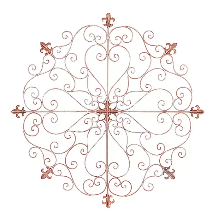 Kirklands Home Wall Plaques|Patina Metal Floral Crest Wall Plaque Brown