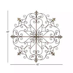 Kirklands Home Wall Plaques|Patina Metal Floral Crest Wall Plaque Brown