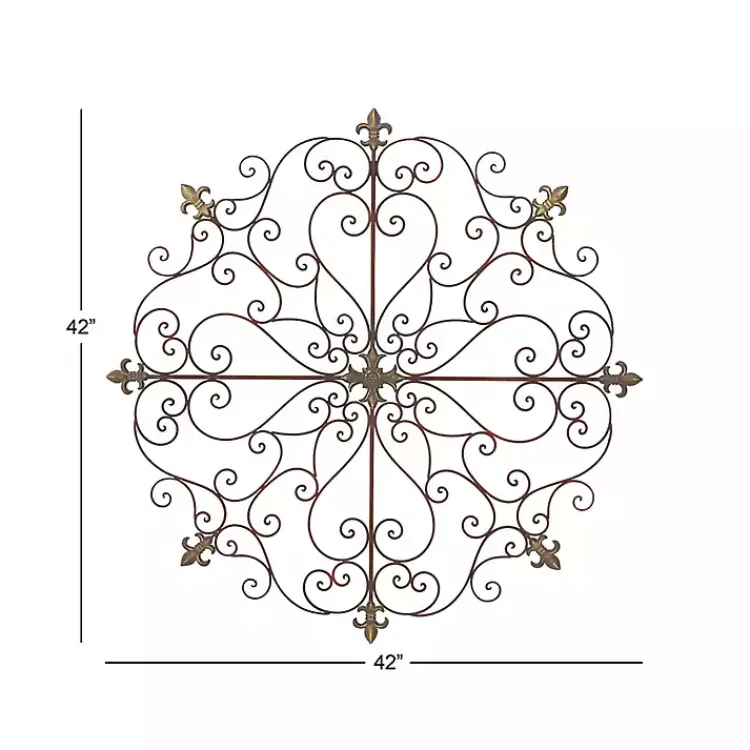 Kirklands Home Wall Plaques|Patina Metal Floral Crest Wall Plaque Brown
