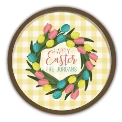 Brown Personalized Happy Easter Tulip Wall Plaque Easter Decorations