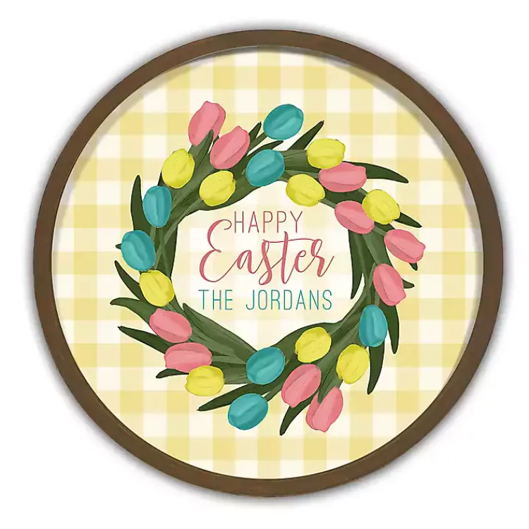 Brown Personalized Happy Easter Tulip Wall Plaque Easter Decorations