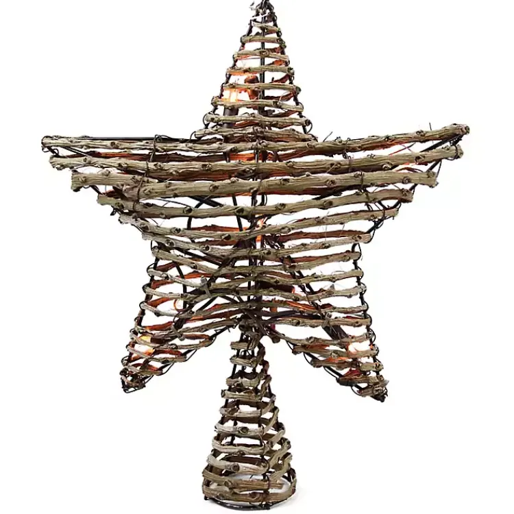 New Rattan Star Pre-Lit LED Tree Topper Christmas Tree Decorations