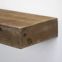 Kirklands Home Shelves|Brown Rustic Floating Wooden Shelf