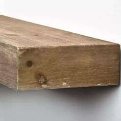Kirklands Home Shelves|Brown Rustic Floating Wooden Shelf