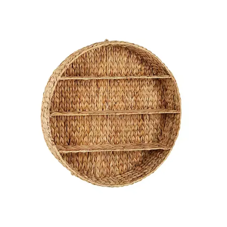 Kirklands Home Shelves|Brown Sea Grass Woven Round Wall Shelf