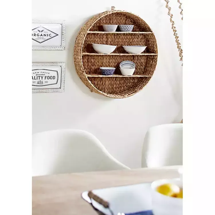 Kirklands Home Shelves|Brown Sea Grass Woven Round Wall Shelf