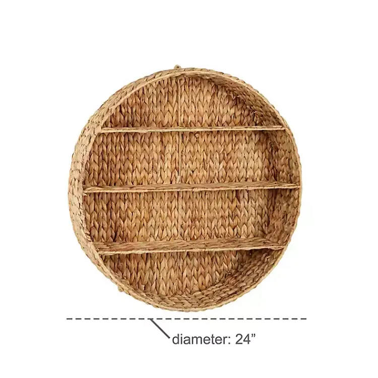 Kirklands Home Shelves|Brown Sea Grass Woven Round Wall Shelf