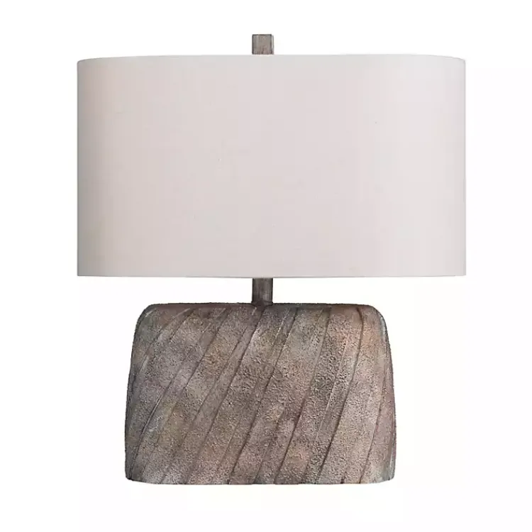 Kirklands Home Table Lamps|Brown Textured Oval Shade Table Lamp Ivory
