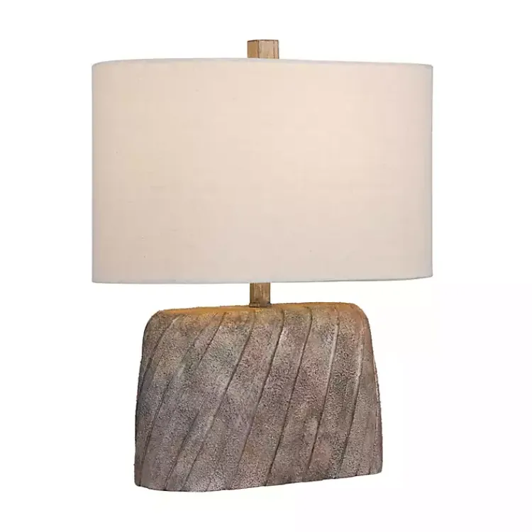 Kirklands Home Table Lamps|Brown Textured Oval Shade Table Lamp Ivory