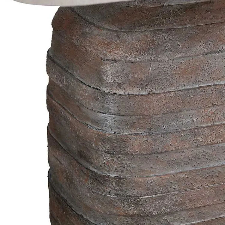 Kirklands Home Table Lamps|Brown Textured Rectangle Shade Table Lamp Ivory