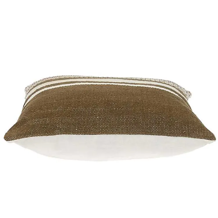 Outlet Brown Transitional Stripe Pillow Pillows