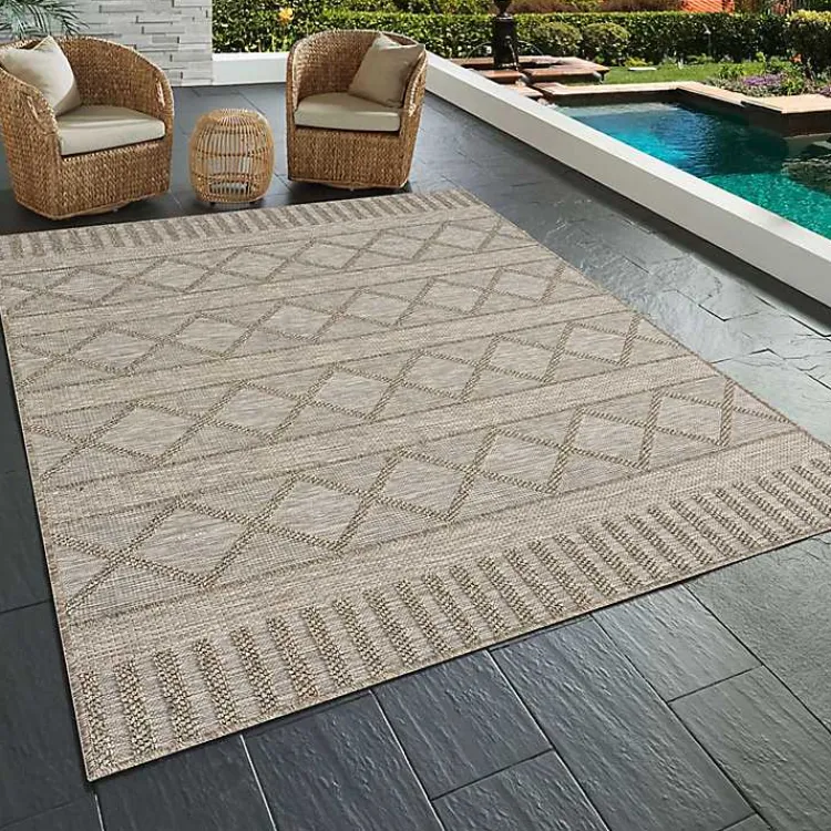 Kirklands Home Outdoor Rugs|Transitional Stripes Indoor/Outdoor Rug, 5x7 Brown