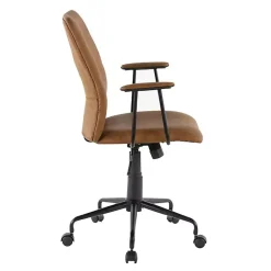 Kirklands Home Office Furniture|Tufted Faux Leather Office Chair Brown