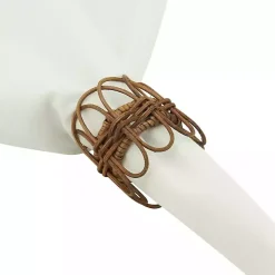 Kirklands Home Table Linens|Twisted Rattan Napkin Rings, Set of 4 Brown
