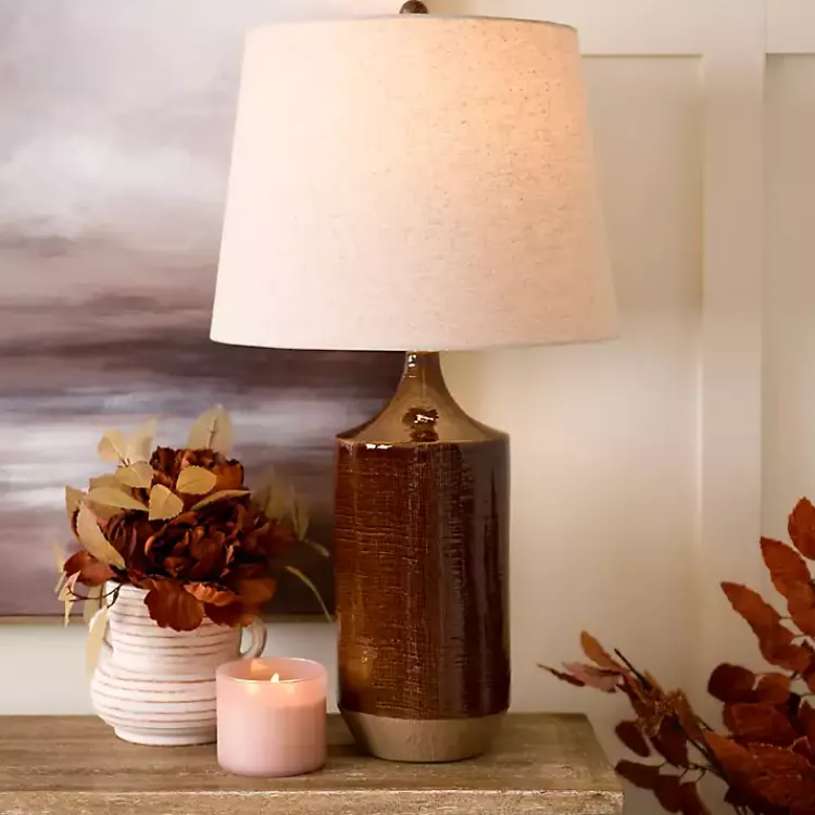 Kirklands Home Table Lamps|Brown Two Tone Ceramic Table Lamp Tan