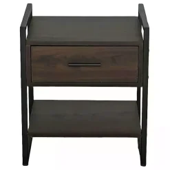 Kirklands Home Nightstands|Wood & Black Metal Frame Nightstand Brown
