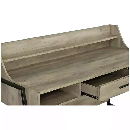 Kirklands Home Office Furniture|Wood & Black Metal Tall Back Desk Brown