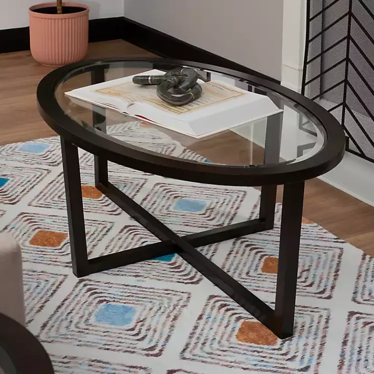 Kirklands Home Coffee Tables|Wood & Glass Top 3-pc. Table Set Brown