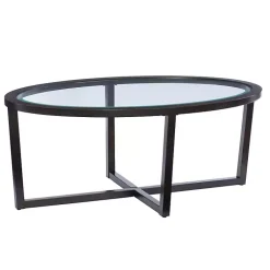 Kirklands Home Coffee Tables|Wood & Glass Top 3-pc. Table Set Brown