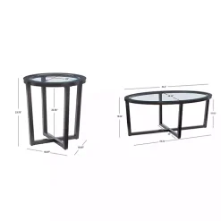 Kirklands Home Coffee Tables|Wood & Glass Top 3-pc. Table Set Brown