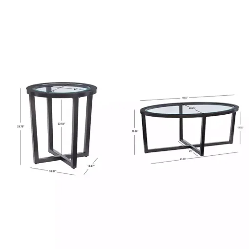 Kirklands Home Coffee Tables|Wood & Glass Top 3-pc. Table Set Brown