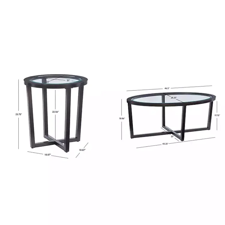 Kirklands Home Coffee Tables|Wood & Glass Top 3-pc. Table Set Brown