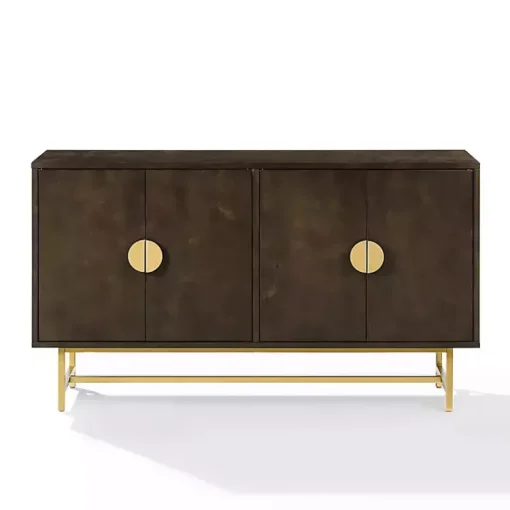 Kirklands Home Cabinets & Sideboards|Wood & Gold Metal Sideboard Brown
