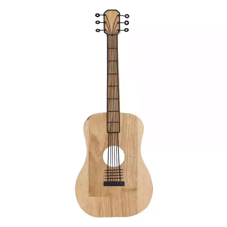 Kirklands Home Wall Plaques|Brown Wood Acoustic Guitar Wall Plaque