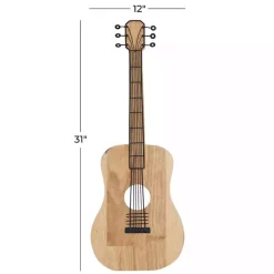 Kirklands Home Wall Plaques|Brown Wood Acoustic Guitar Wall Plaque