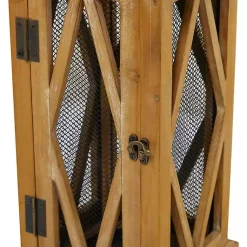 Best Brown Wood and Black Mesh Lanterns, Set of 2 Lanterns