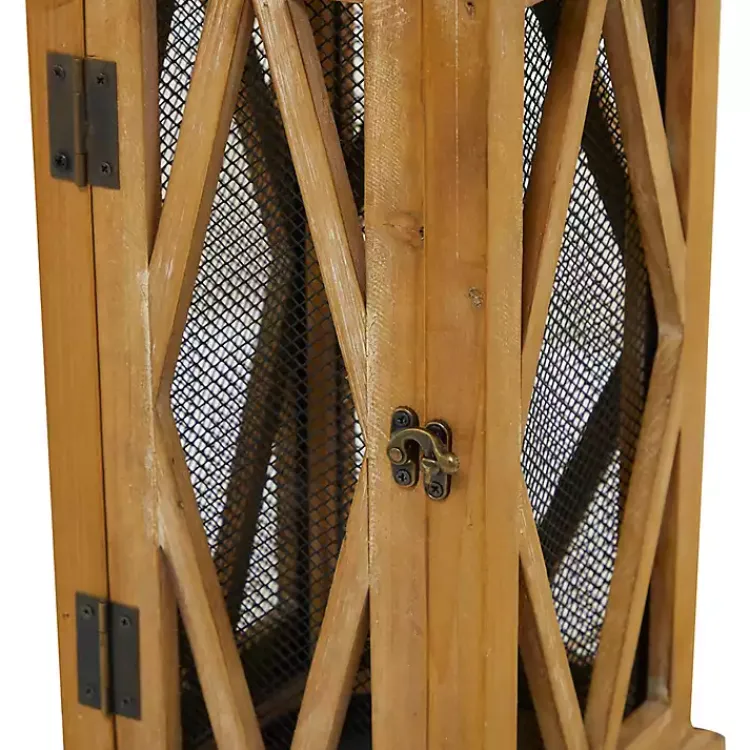 Best Brown Wood and Black Mesh Lanterns, Set of 2 Lanterns