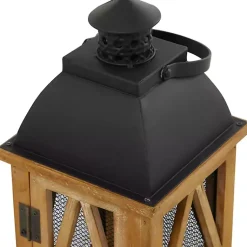 Best Brown Wood and Black Mesh Lanterns, Set of 2 Lanterns