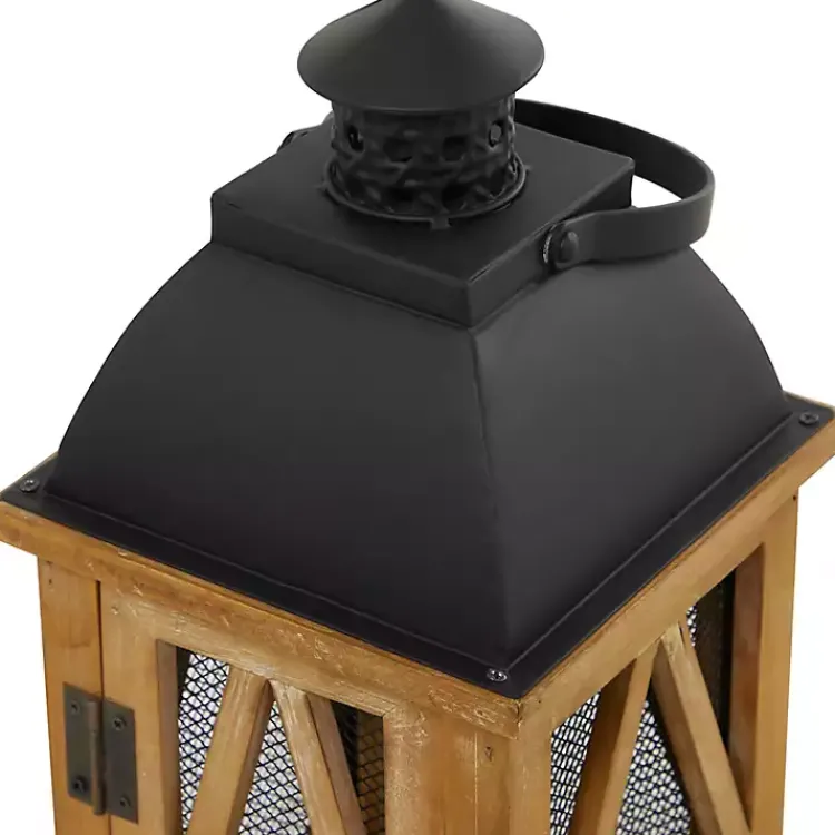 Best Brown Wood and Black Mesh Lanterns, Set of 2 Lanterns