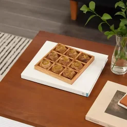 Sale Wood and Gold Tic Tac Toe Game Set Decorative Accents