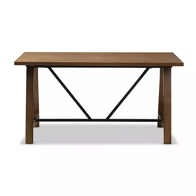 Kirklands Home Office Furniture|Brown Wood and Metal Linear Base Desk