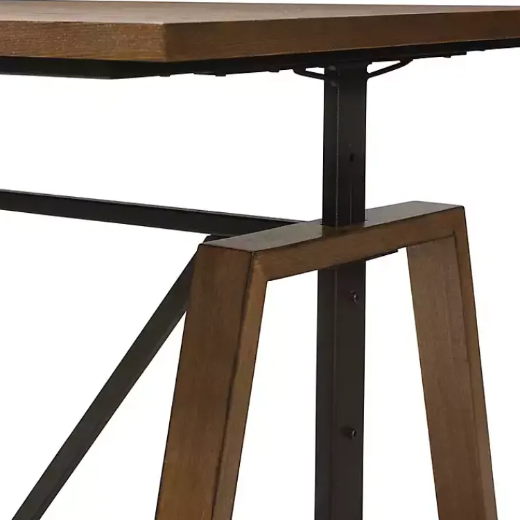 Kirklands Home Office Furniture|Brown Wood and Metal Linear Base Desk