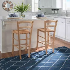 Kirklands Home Bar Stools & Counter Height Stools|Wood and Seagrass Counter Stools, Set of 2 Brown