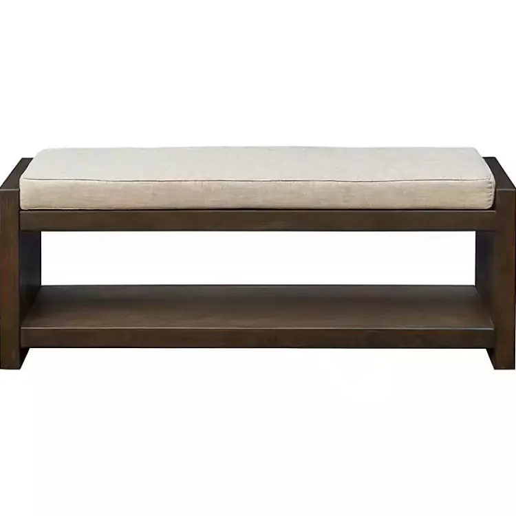 Kirklands Home Benches & Ottomans|Wood Bench with Cushion Brown